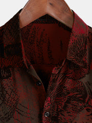 Men's Retro Floral Button Up Casual Short Sleeve Shirt