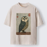 Tokyo-Tiger Traditional Owl In Japanese Art Washed T-Shirt