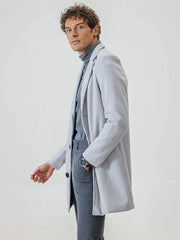 👔 Men's Classic Single Row Buckle Solid Color Jacket - Timeless Daily Essential