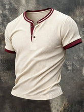 Men's Retro Patchwork Waffle T-shirt