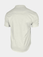 Men’s Casual Cotton Linen Blend Stand Collar Short Sleeve Henley Shirt