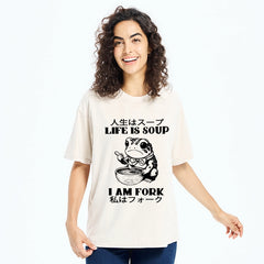Tokyo-Tiger Life Is Soup I Am Fork Washed T-Shirt
