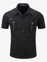 Men's Outdoor Casual Cotton Pocket Short Sleeve Shirt