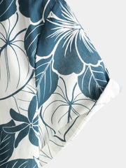 Men‘s 100% Cotton Hawaiian Floral Short Sleeve Button Beach Shirts