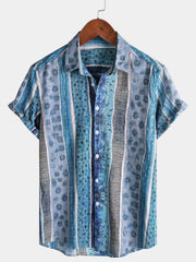 Men’s Striped Short Sleeve Button Down Breathable Cool Casual Shirt