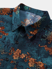 Men’s Retro Resort Vacation Holiday Party Pattern Casual Short Sleeve Shirt