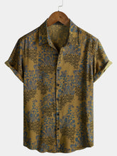 Men's Breathable Lightweight Short Sleeve Bohemian Vine Floral Resort Shirt