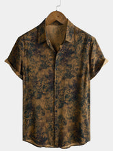 Men's Island Holiday Bohemian Short Sleeve Vintage Muted Botanical Breathable Lightweight Shirt