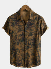 Men's Island Holiday Bohemian Short Sleeve Vintage Muted Botanical Breathable Lightweight Shirt