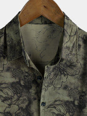 Men's Vintage Short Sleeve Lightweight Breathable Rayon Vacation Shirt