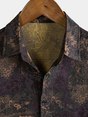 Men's Rayon Floral Print Vintage Casual Short Sleeve Shirt