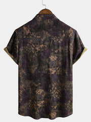 Men's Rayon Floral Print Vintage Casual Short Sleeve Shirt
