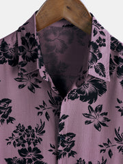 Men's Rayon Tropical Floral Print Vacation Short Sleeve Shirt