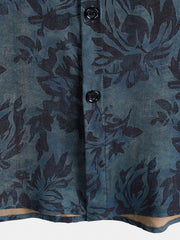 Men's Rayon Floral Print Boho Vintage Short Sleeve Shirt