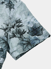 Men's Botanical Print Holiday Short Sleeve Shirt