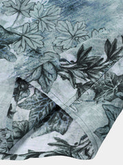 Men's Botanical Print Holiday Short Sleeve Shirt