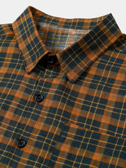Men's Vintage Plaid Casual Pocket Short Sleeve Shirt
