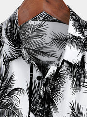 Men's Tropical Palm Tree Button Up Hawaiian Short Sleeve Shirt