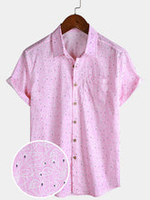 Men’s Summer Flamingo Short Sleeve Button Down Lightweight Beach Shirt