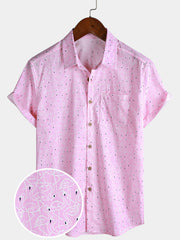 Men’s Summer Flamingo Short Sleeve Button Down Lightweight Beach Shirt