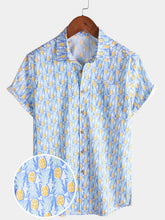 Men’s Casual Pineapple Print Short Sleeve Breathable Beach Shirt