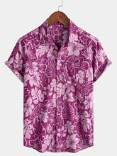 Men’s Lightweight Cool Hibiscus Print Short Sleeve Vacation Shirt