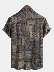Men's Casual Vintage Rayon Holiday Short Sleeve Shirt