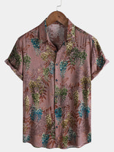 Men's Retro Print Summer Rayon Short Sleeve Shirt
