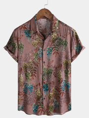 Men's Retro Print Summer Rayon Short Sleeve Shirt