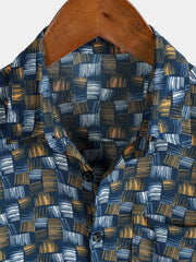Men's Blue Casual Summer Holiday Retro Short Sleeve Shirt