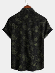 Men's Retro Floral Print Holiday Breathable Hawaiian Short Sleeve Shirt