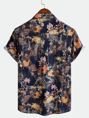 Men's Vintage Floral Summer Holiday Short Sleeve Shirt