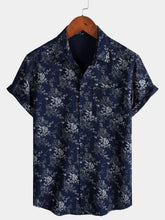 Men's Holiday Casual Summer Floral Vintage Short Sleeve Shirt