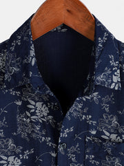 Men's Holiday Casual Summer Floral Vintage Short Sleeve Shirt