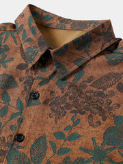Men's Vintage Floral Print Casual Holiday Short Sleeve Shirt