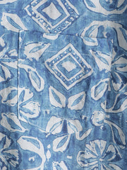Men's Summer Floral Print Beach Blue Pocket Short Sleeve Shirt