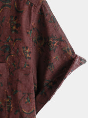 Men's Boho Retro Floral Print Summer Shirt
