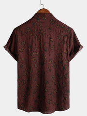 Men's Boho Retro Floral Print Summer Shirt