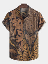 Men's Retro Holiday Summer Vintage Button Up Vacation Beach Short Sleeve Shirt