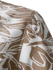 Men's Tropical Print Pocket Holiday Cuban Collar Short Sleeve Shirt