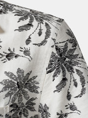 Men's Floral Print Pocket Short Sleeve Hawaiian Shirt
