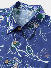 Men's Tropical Short Sleeve Beach Leisure Cotton Shirt