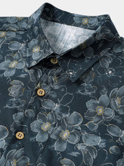 Men’s Classic Vintage Floral Short Sleeve Button Down Breathable Cool Casual Shirt