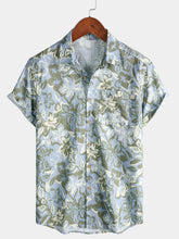 Men’s Hawaiian Floral Print Short Sleeve Breathable Cool Casual Vacation Summer Shirt