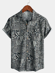 Men’s Boho Style Graphic Pattern Short Sleeve Breathable Cool Casual Shirt