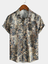 Men's Retro Short Sleeve Breathable Cotton Vacation Shirt