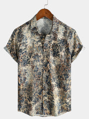 Men's Retro Short Sleeve Breathable Cotton Vacation Shirt