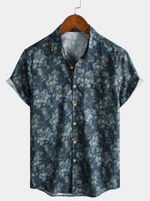 Men’s Classic Vintage Floral Short Sleeve Button Down Breathable Cool Casual Shirt