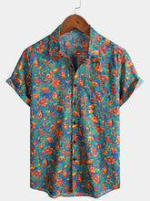 Men's Paisley Floral Print Bohemian Resort Short Sleeve Shirt