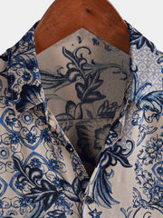 Men's Hawaiian Floral Summer Beach Short Sleeve Shirt